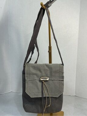 ReLoved by Honey & Me Rustic Canvas Crossbody Messenger Bag Gray